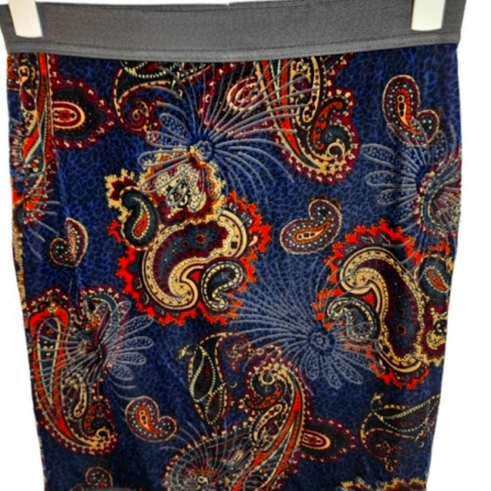 Motto skirt crushed velvet paisley colourful rich navy blue pencil size 10/12 - Picture 8 of 8